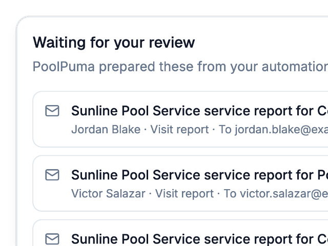 Visit reports waiting for review before they are sent to customers.